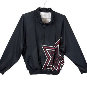 Goldsheep Women's Pullover 3/4 Zip Windbreaker Jacket Black Big Star Size S